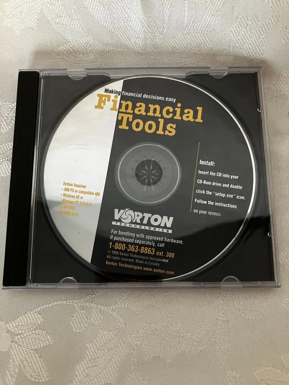 1998 Vorton Technologies Financial Tools PC CD-ROM Windows 95 NT OEM Software